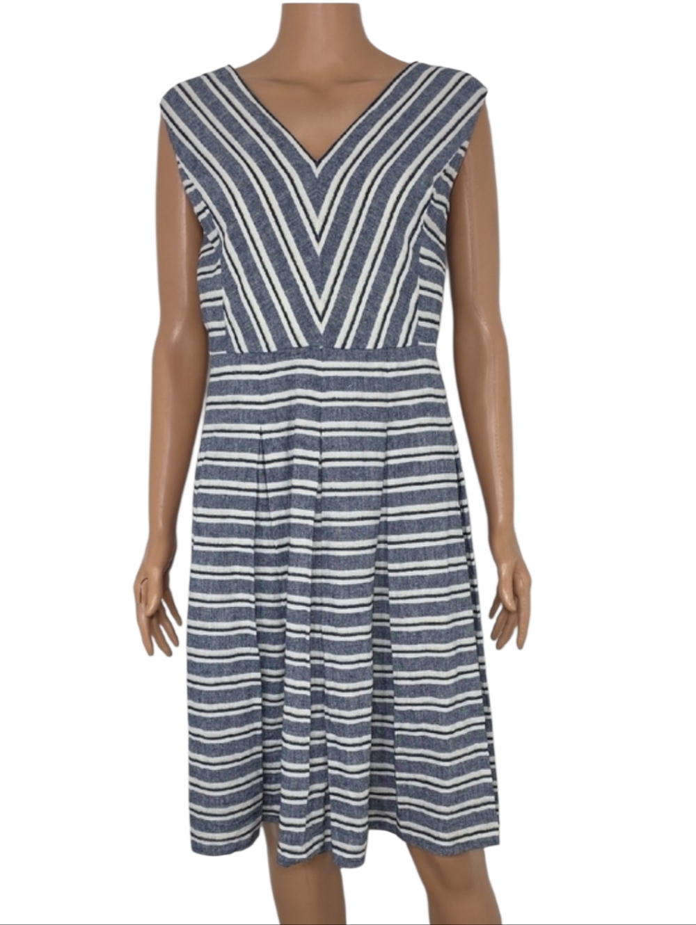 Tommy Hilfiger Dress Womens Linen Blend Blue White Career‎ Dressy Office Size 16